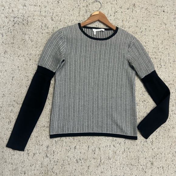 Derek Lam size M herringbone knit cotton sweater GUC Black and White - Picture 9 of 14